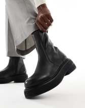 ASOS DESIGN denim fitted shirt mini dress in wash black