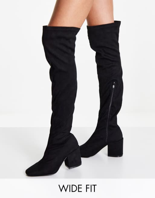 Botas negras por encima de la rodilla Taylah de Raid Wide Fit