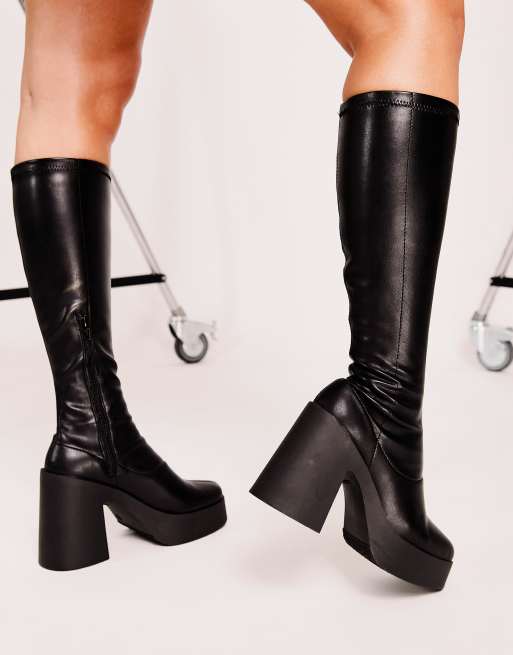 Botas negras por la rodilla con suela gruesa Challenge de ASOS DESIGN, 2 de 4