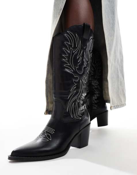 Botas negras por la rodilla de estilo wéstern con tacón de Glamorous - view 1