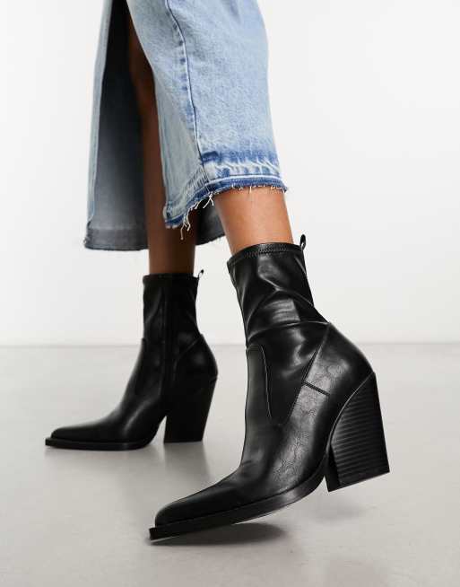 Botas negras tipo calcetín de estilo wéstern Rodeo de ASOS DESIGN