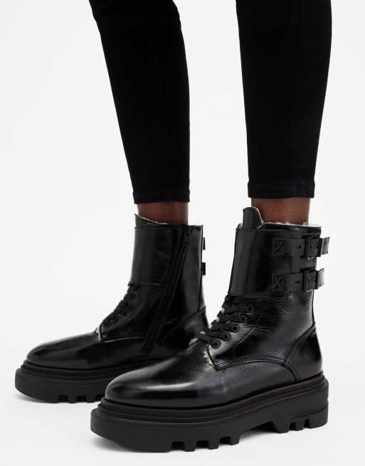 Botas negro brillante de borreguito Zoe de AllSaints