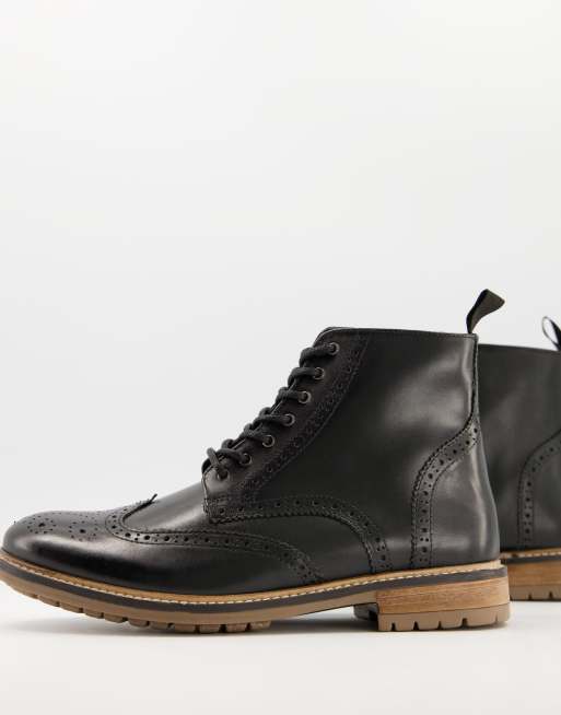 Botas Oxford de cuero negro con cordones de Silver Street