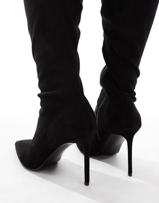 Botas por encima de la rodilla de tacón alto microtexturizadas Kathryn de ASOS DESIGN Curve, 3 de 4