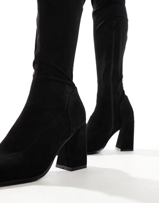 Botas por encima de la rodilla negras con tacón grueso de microfibra Keely de ASOS DESIGN, 4 de 4