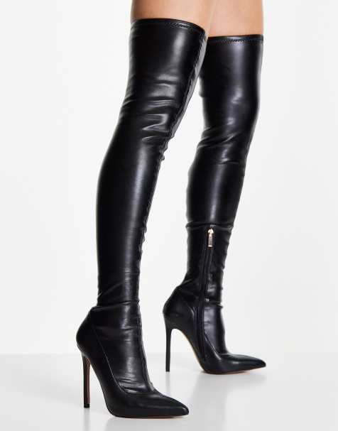 Botas por encima de la rodilla negras con tacón Koko de ASOS DESIGN - view 1