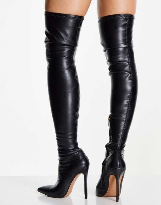 Botas por encima de la rodilla negras con tacón Koko de ASOS DESIGN, 2 de 4