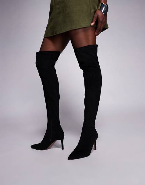 Botas por encima de la rodilla negras de tacón alto Kalani de ASOS DESIGN - view 1