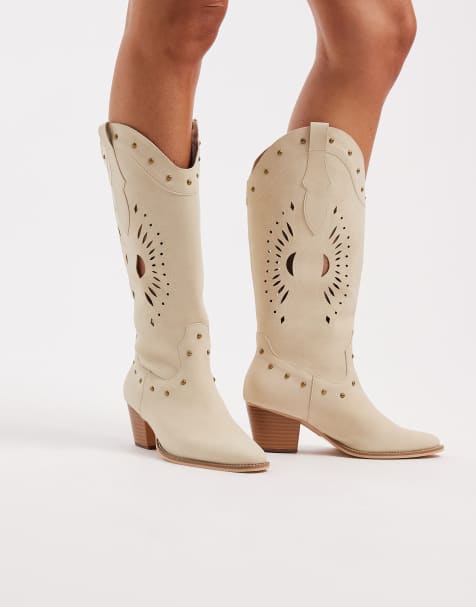 Botas por la rodilla blancas de estilo wéstern de Glamorous - view 1