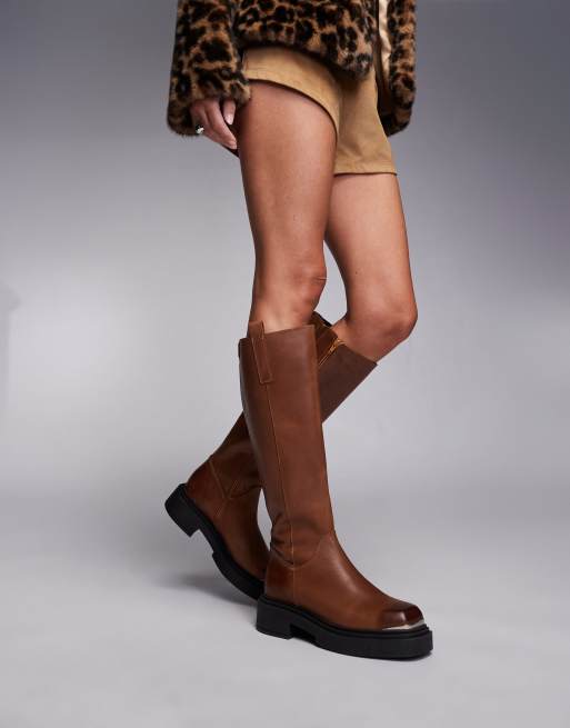 Botas por la rodilla color tostado de cuero Constance de Steve Madden