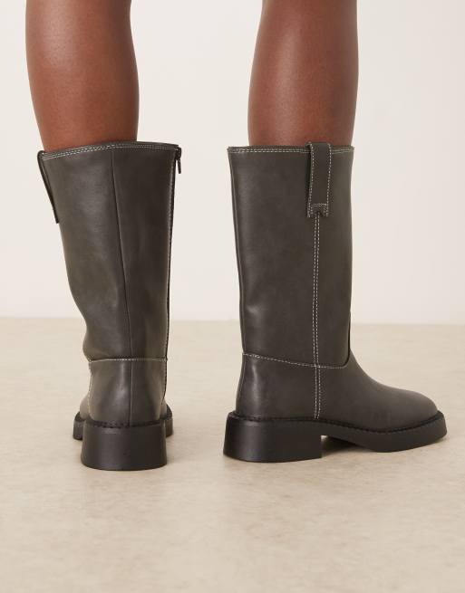 Botas por la rodilla gris vintage sin cierres Colby de ASOS DESIGN, 3 de 4