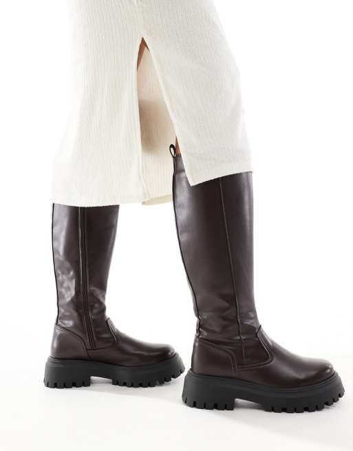 Botas por la rodilla marrones con suela gruesa plana Corey de ASOS DESIGN, 3 de 4