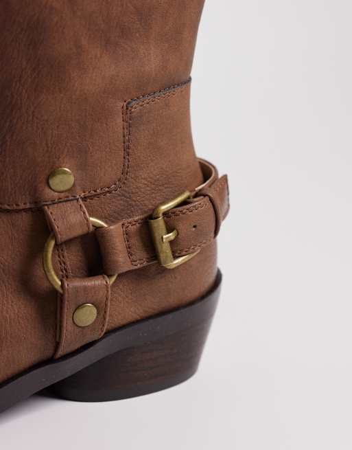 Botas por la rodilla marrones de estilo wéstern de Glamorous, 4 de 4