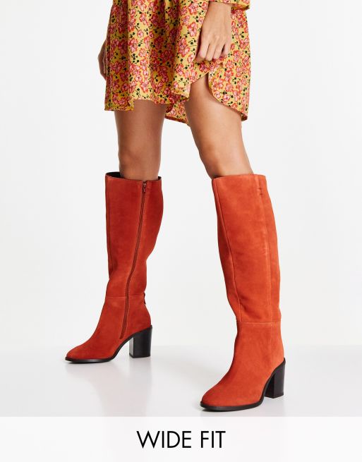 Botas por la rodilla naranjas Tuesday de Simply Be Wide Fit