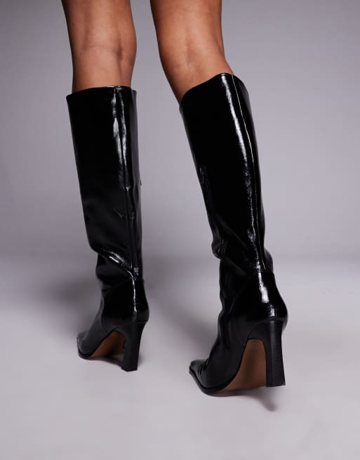 Botas por la rodilla negras con puntera cincelada Clara de ASOS DESIGN, 3 de 4