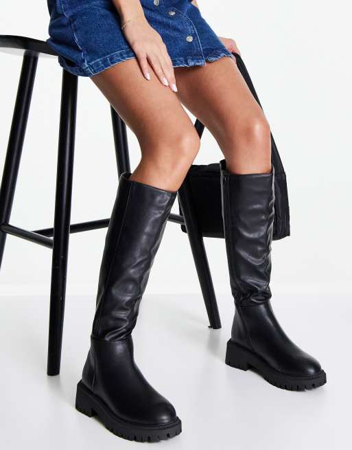 Botas por la rodilla negras con suela gruesa de London Rebel