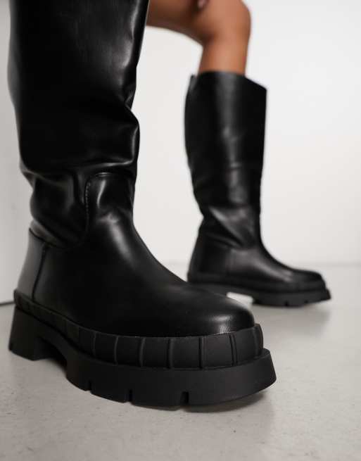 Botas por la rodilla negras con suela gruesa plana Challenge de Raid , 2 de 4