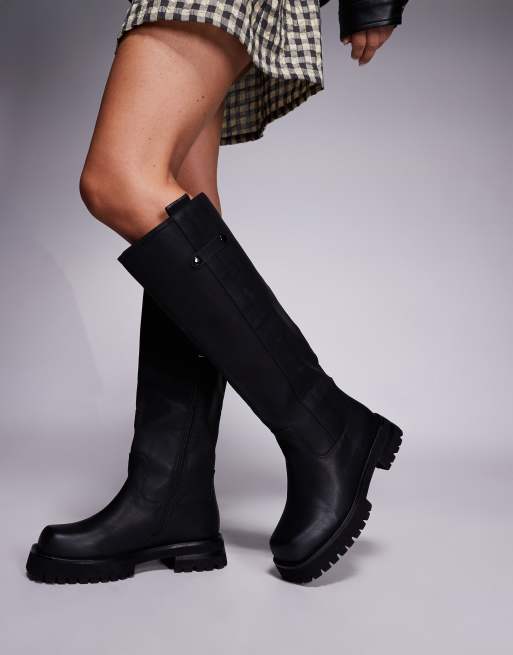 Botas por la rodilla negras con suela gruesa Ronnie de Simmi London Wide Fit