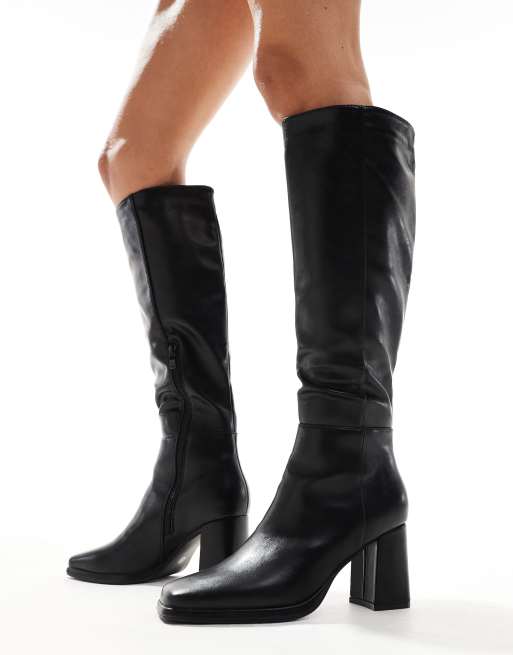 Botas Soy Alto Zapatos Botas Por La Rodilla Negras Con Tacón Alto