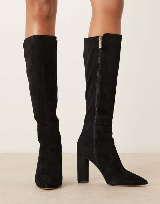 Botas por la rodilla negras con tacón grueso de ante Electro de ALDO, 2 de 4