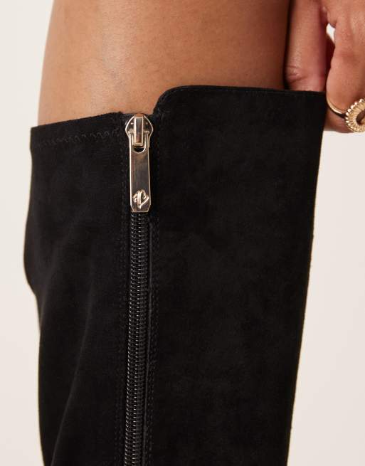 Botas por la rodilla negras con tacón grueso de ante Electro de ALDO, 4 de 4
