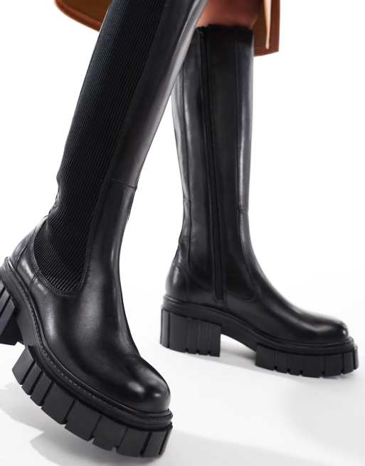 Botas por la rodilla negras de cuero Brentwood de Off The Hook, 4 de 4