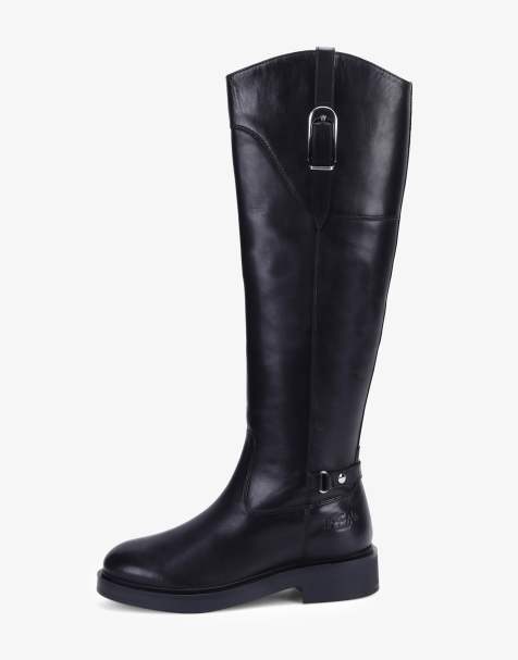 Botas por la rodilla negras de cuero Carnaby de Off The Hook - view 1