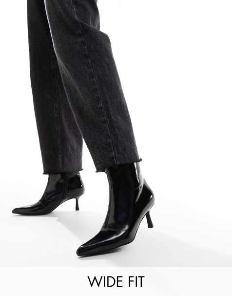 Botas por la rodilla negras de tacón bajo con acabado rugoso de Glamorous Wide Fit - view 1