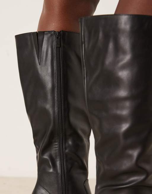 Botas por la rodilla negras de tacón grueso Adilah de RAID Wide Fit , 3 de 4