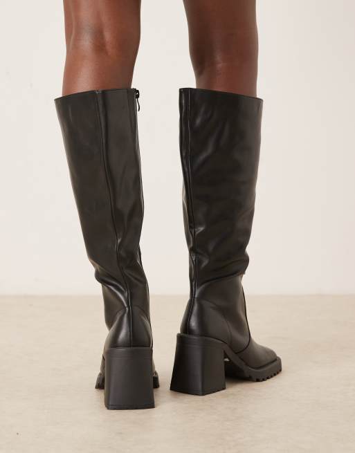 Botas por la rodilla negras de tacón grueso Adilah de RAID Wide Fit , 4 de 4