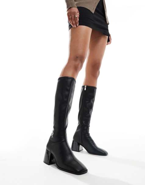 Botas por la rodilla negras estilo calcetín con tacón grueso acampanado Cloud de ASOS DESIGN - view 1
