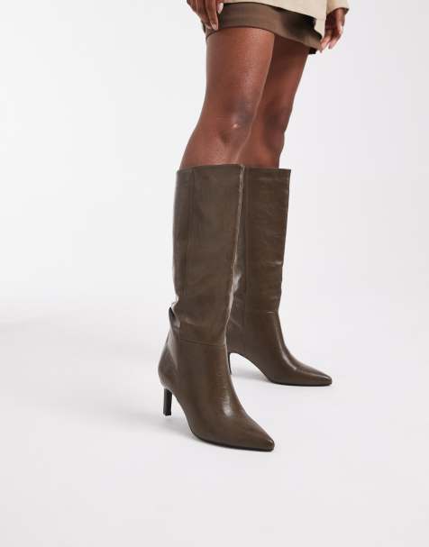 Botas por la rodilla verde oliva con tacón bajo Benz de SEQWL - view 1
