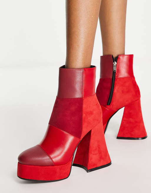 Botas rojas con dise o de varios tonos plataforma y tac n