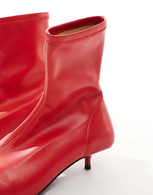 Botas rojas estilo calcetín con tacón muy bajo Rhiannon de ASOS DESIGN, 3 de 4