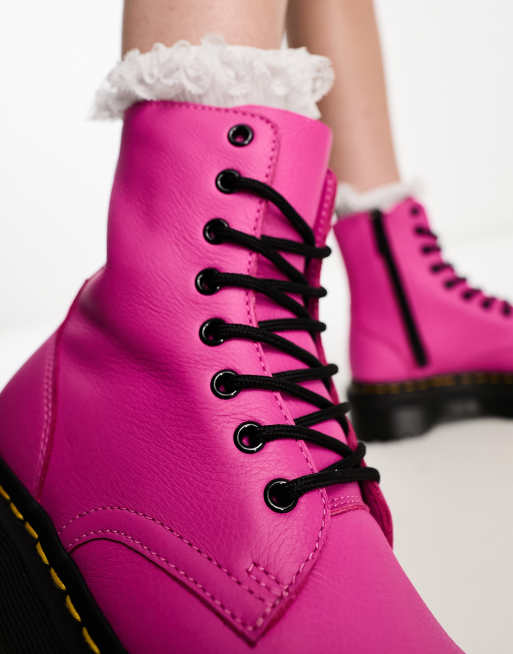 Botas rosa de 8 ojales con plataforma de piel Pisa Jadon de Dr Martens ASOS