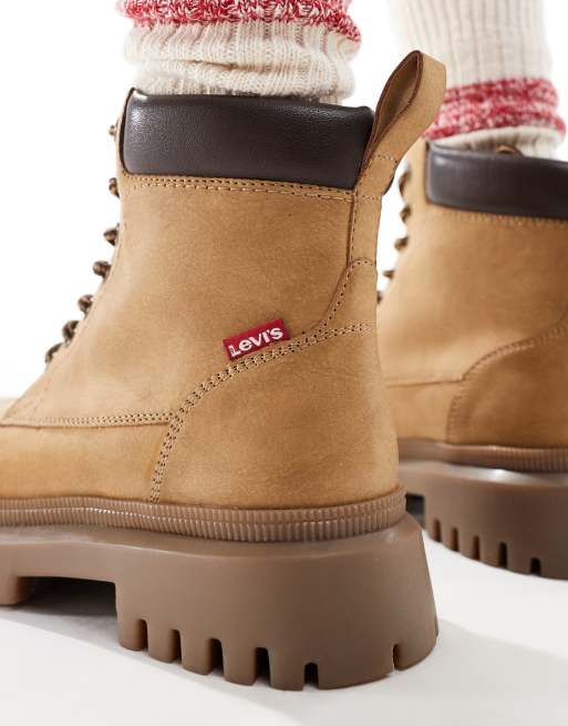 Botas tostadas con cordones y etiqueta roja del logo Lennox de Levi's, 2 de 4