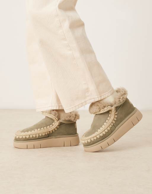 Botas verde claro estilo zapatillas deportivas de ante Bounce de Mou