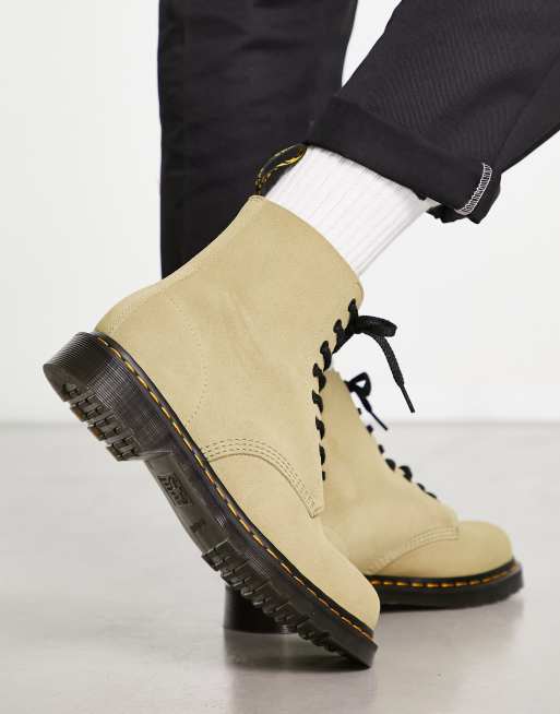Botas verde oliva palido con 8 pares de ojales de ante 1460 Pascal de Dr Martens