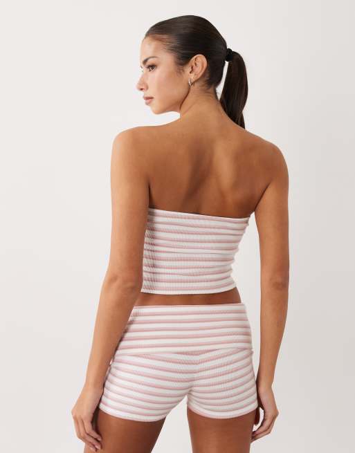 Bo+Tee bandeau top in pink stripes, 4 of 4