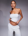 [Bo & Tee] Bo+Tee brushed jersey bandeau top in fog grey (part of a set) XS Fog grey