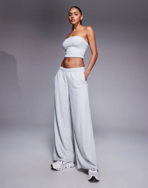 Bo+Tee brushed jersey wide leg trackies in fog grey (part of a set)