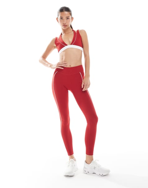 Bo+Tee contrast trim leggings in red and white - view 1
