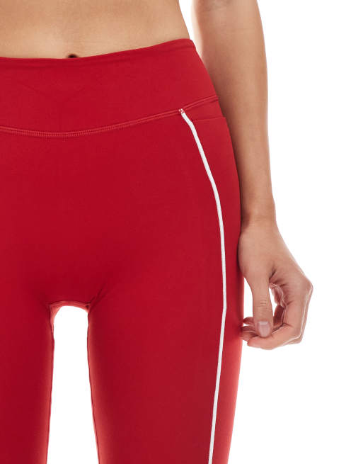 Bo+Tee contrast trim leggings in red and white, 5 of 5