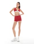 [Bo & Tee] Bo+Tee contrast trim mini shorts in red and white M Red