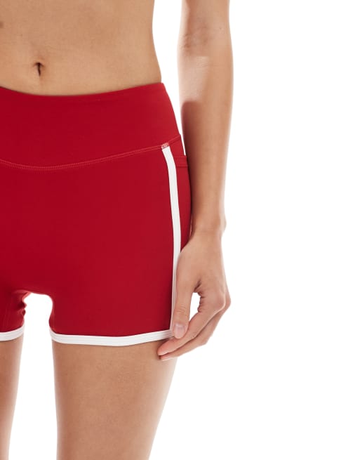 Bo+Tee contrast trim mini shorts in red and white, 4 of 5