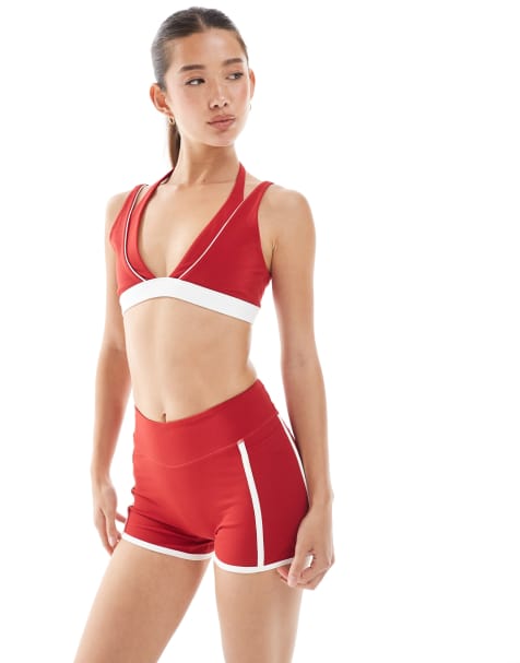 Bo+Tee contrast trim set in red and white - view 1