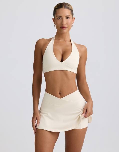 Bo+Tee cross over mini skirt in ivory marl  - IVORY