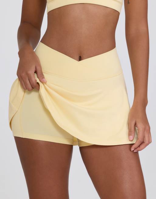 Bo+Tee cross over mini skirt in lemon marl, 3 of 4