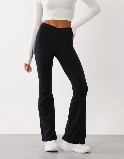 Bo+Tee cross over waistband flare leggings in black, 5 of 5