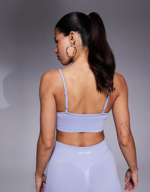 Bo+Tee Define Luxe crop top co-ord in fresh form blue, 3 of 4